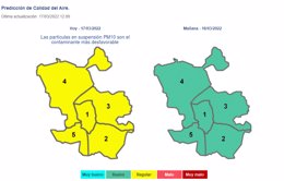 Calidad del aire de los 21 distritos de la capital