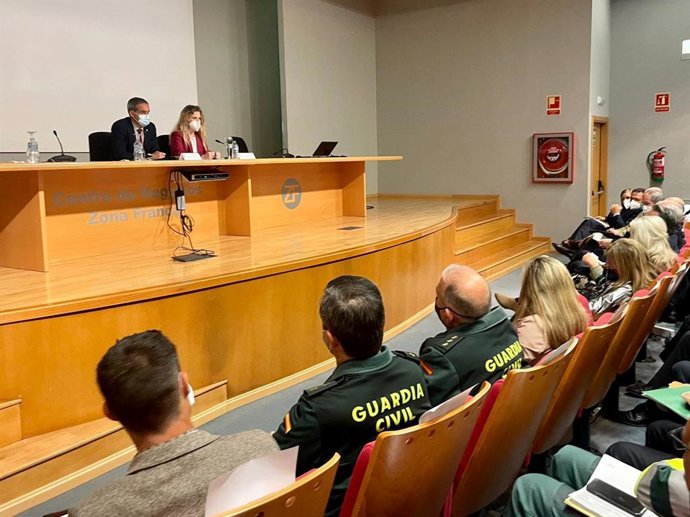 Mestre y Pacheco en la reunión de coordinación del Gran Premio de Motos de Jerez.