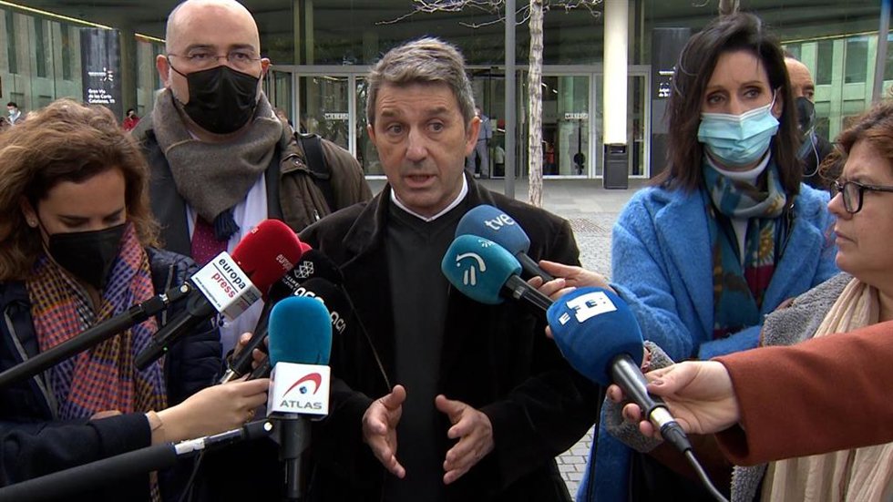 El presidente de Impulso Ciudadano, José Domingo, durante las declaraciones tras el juicio por presunta desobediencia del expresidente Quim Torra