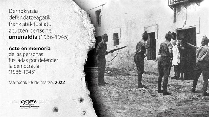 Cartel del acto de homenaje a personas fusiladas en la guerra civil y la posguerra que se celebrará el 26 de marzo en el cementerio de Bilbao.