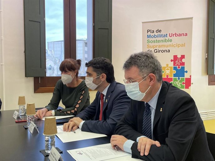 El vicepresidente de la Generalitat, Jordi Puigneró, en la presentación del plan de movilidad urbana sostenible supramunicipal de Girona.