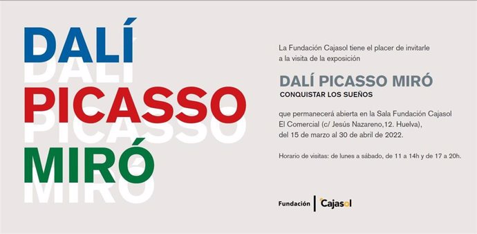 Cartel de la exposición 'Dalí, Picasso, Miró. Conquistar los sueños'.