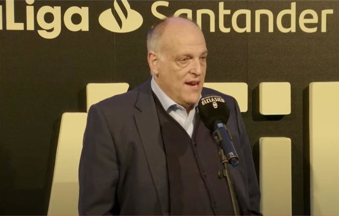 Javier Tebas, presidente de LaLiga, en la presentación del Clásico entre Real Madrid y FC Barcelona del próximo domingo 20 de marzo