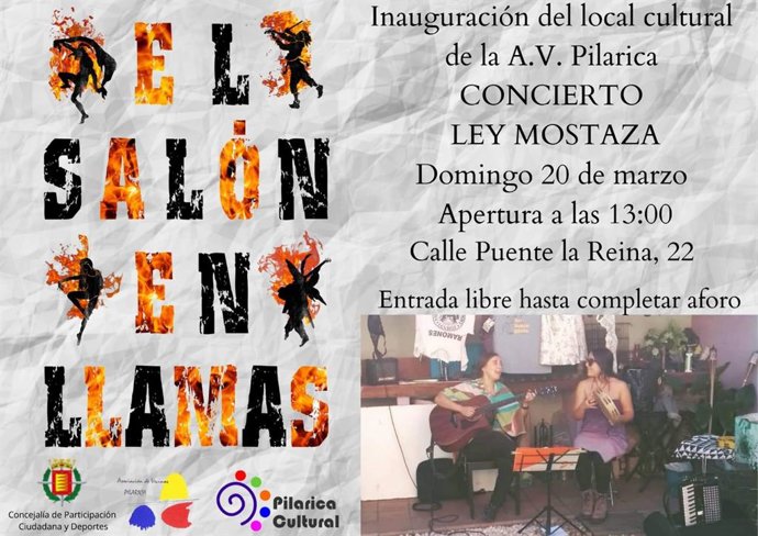 Cartel anunciador del acto de inauguración del nuevo espacio cultural del barrio de La Pilarica.