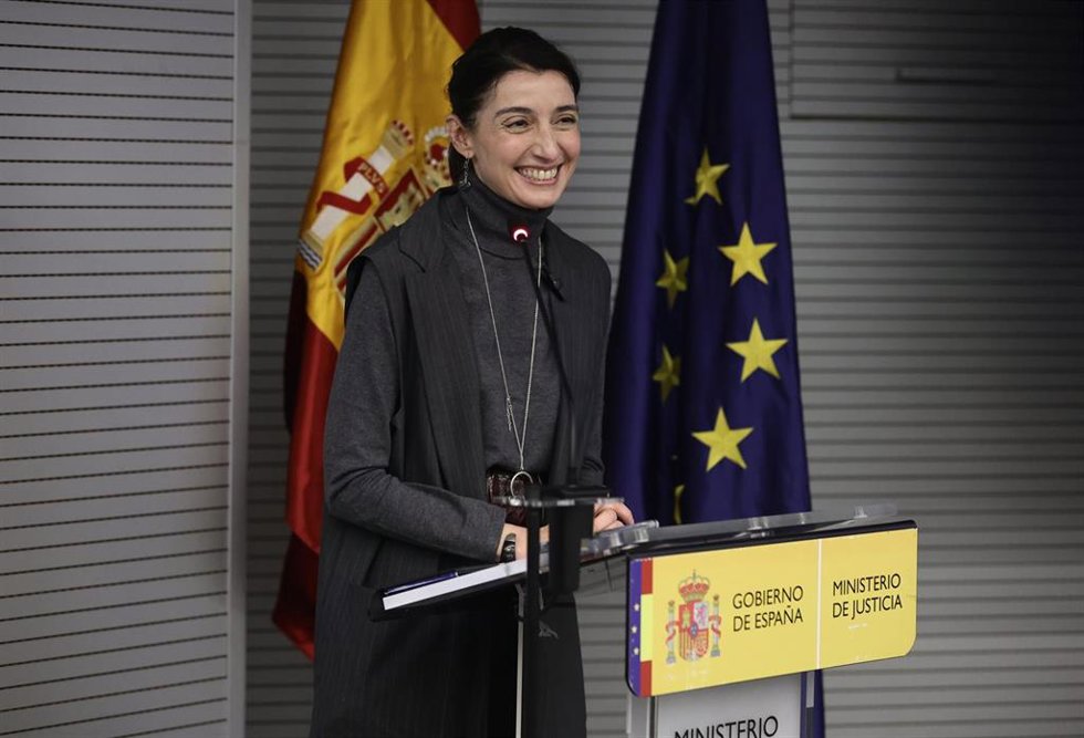 La ministra de Justicia, Pilar Llop, interviene durante su visita al centro de innovación tecnológica del Ministerio de Justicia, a 11 de marzo de 2022, en Madrid (España). Durante su visita, la ministra ha conocido los principales avances tecnológicos 