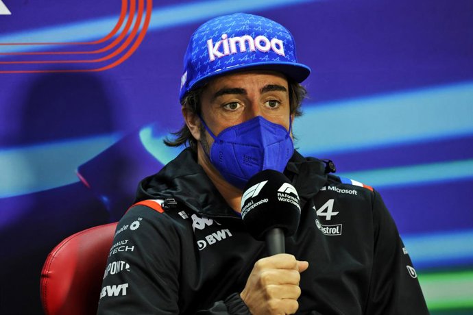 ALONSO Fernando (spa), Alpine F1 Team A522, portrait press conference during the Formula 1 Gulf Air Bahrain Grand Prix 2022, 1st round of the 2022 FIA Formula One World Championship, on the Bahrain International Circuit, from March 18 to 20, 2022 in Sak