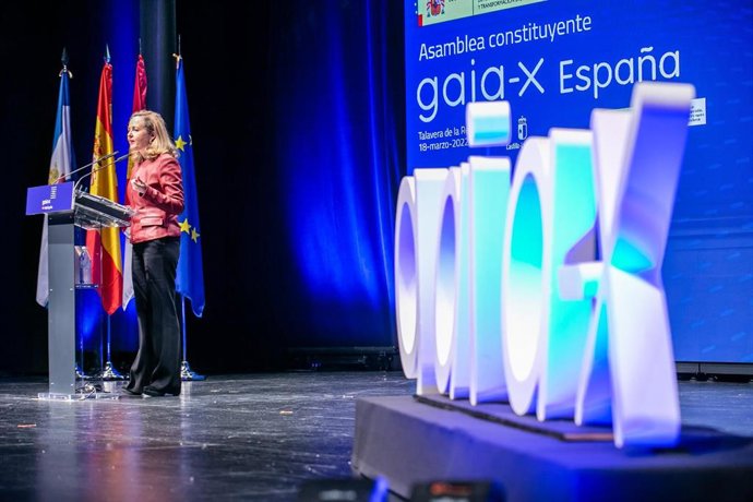 La ministra de Economía, Nadia Calviño, en la presentación de Gaia-X en Talavera