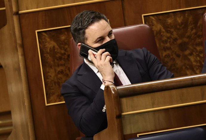 El líder de Vox, Santiago Abascal, en una sesión plenaria en el Congreso de los Diputados