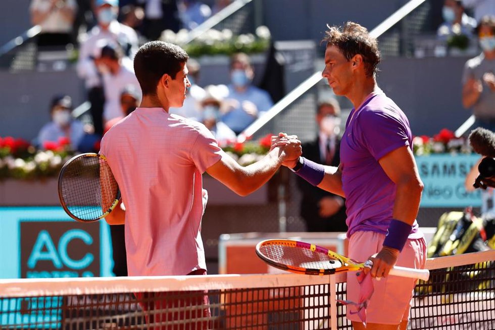 Archivo - Rafael Nadal y Carlos Alcaraz