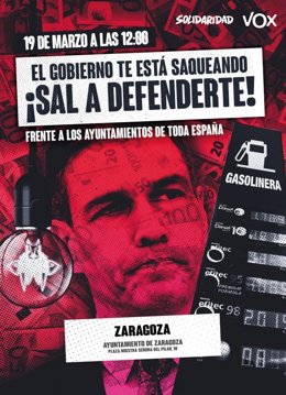 'Solidaridad' Convoca Concentraciones En Las Tres Capitales Aragonesas Ante "La Subida Indiscriminada De Precios".