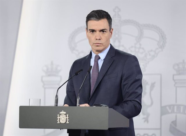 El presidente del Gobierno, Pedro Sánchez, comparece, después de su reunión con el primer ministro de la República de Croacia, en el Palacio de la Moncloa, a 16 de marzo de 2022, en Madrid (España). 