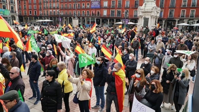 Manifestación de Vox en la Plaza Mayor de Valladolid.