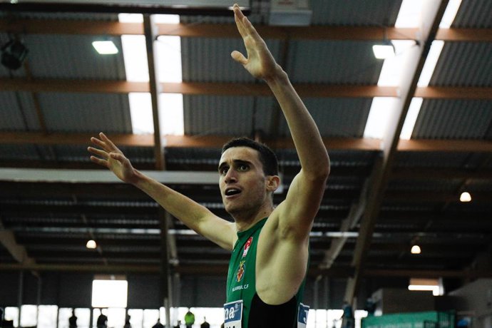 Archivo - Mariano GARCIA GARCIA of Spain celebrates at Men's 800m during the the World Athletics Indoor Tour Gold Madrid 21 celebrated at Gallur pavilion on february 24, 2021, in Madrid, Spain.