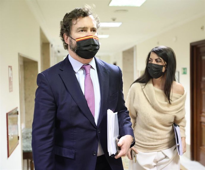 Archivo - El portavoz de Vox en el Congreso, Iván Espinosa de los Monteros, y la secretaria general del grupo parlamentario, Macarena Olona.