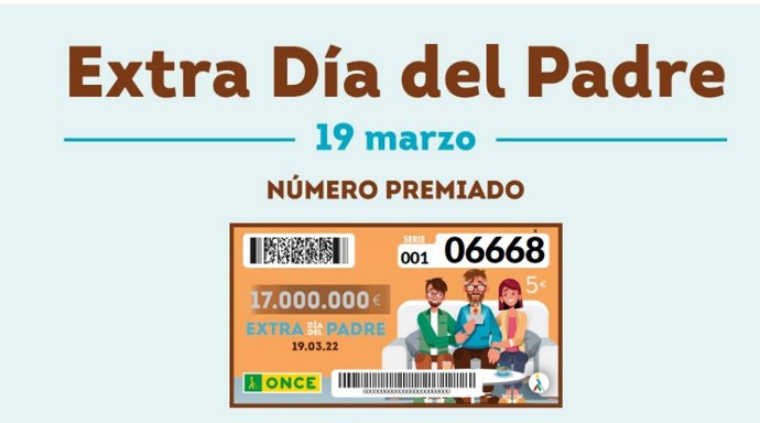 Cupón con el número premiado en el sorteo Extraordinario del Día del Padre.