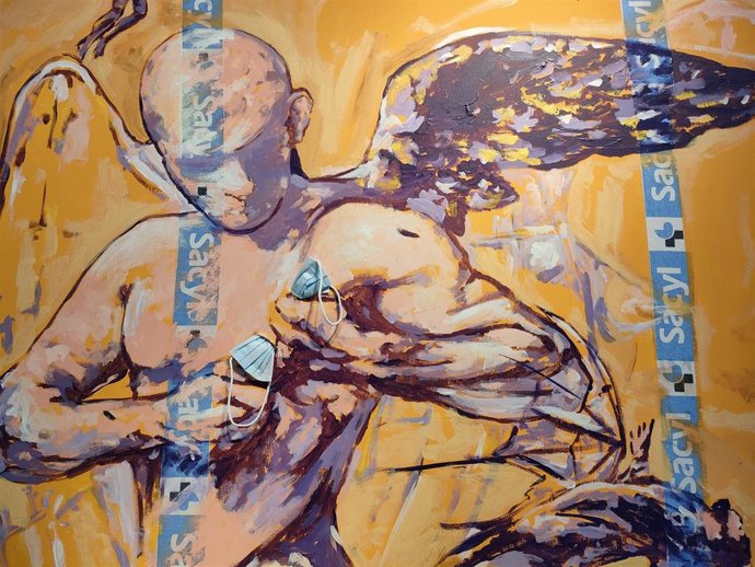 Obra de Miguel Elías en la exposición 'Arte salmantino en tiempos de pandemia' en La Salina de Salamanca.