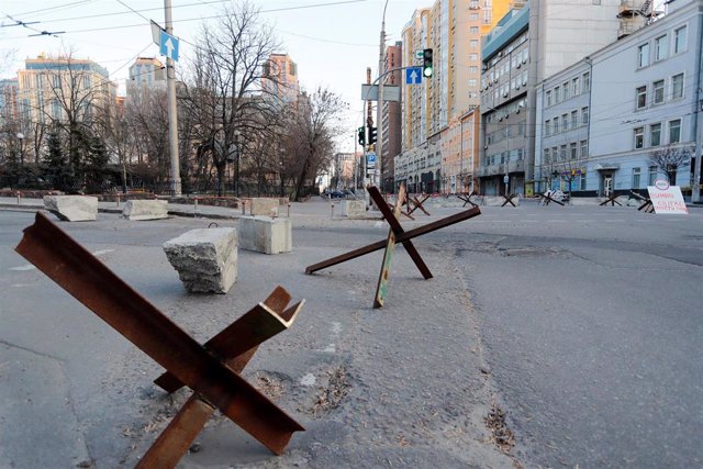 Defensa antitanque en Kiev durante la guerra de Ucrania