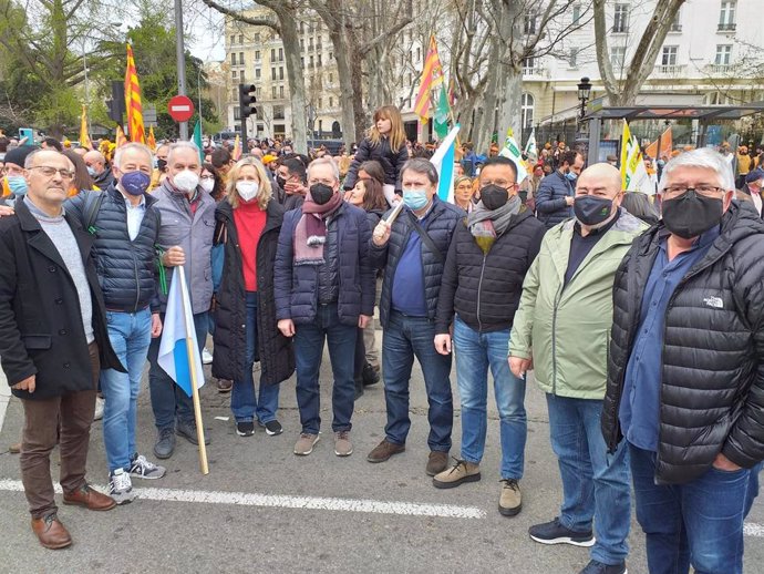 Representantes gallegos en la manifestación en defensa del sector primario en Madrid