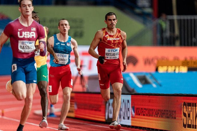 Bruno Hortelano del Equipo Español, en la semifinal de 400 metros lisos durante el Campeonato del Mundo de atletismo en pista cubierta, a 18 de marzo, 2022 en Belgrado, Serbia