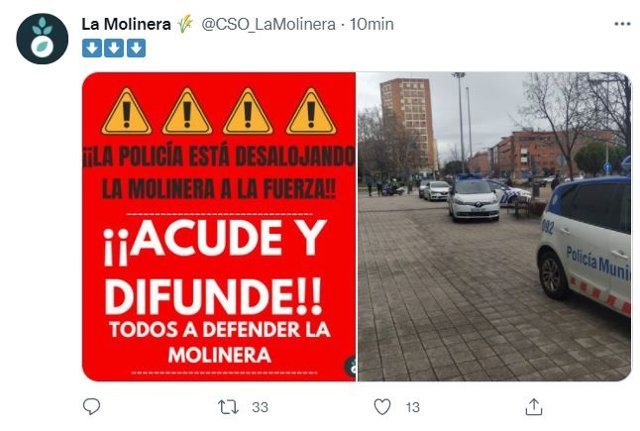 Cartel con el que La Molinera convoca a la ciudadanía.