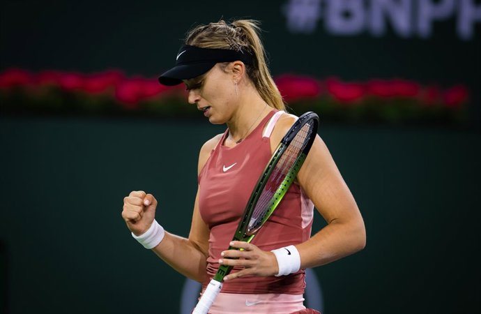Paula Badosa of Spain in action during the semi-final of the 2022 BNP Paribas Open WTA 1000 tennis tournament against Maria Sakkari of Greece