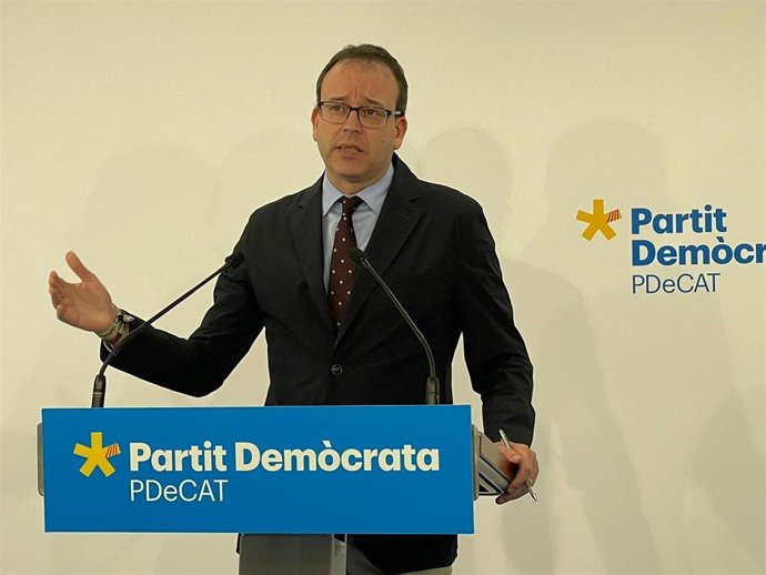 Marc Solsona (PDeCAT) en rueda de prensa.