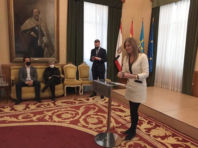 La viceconsejera de Turismo del Principado de Asturias, Graciela Blanco, durante su intervención en la presentación del Iberian MICE Forum Edición Nacional, en el Ayuntamiento de Gijón