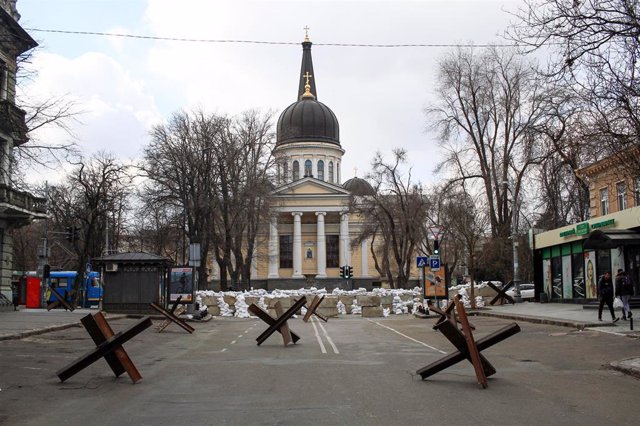 Barricadas en el centro de la ciudad de Odesa, en el sur de Ucrania