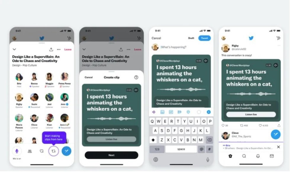 Clips de audio en Twitter Spaces.