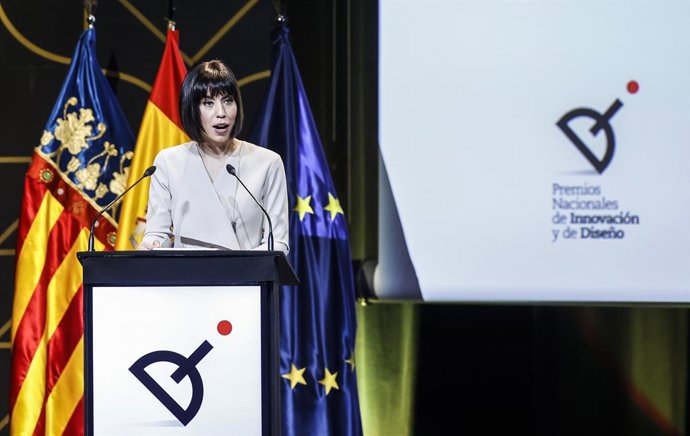 La ministra de Ciencia e Innovación, Diana Morant, durante el acto de entrega de los Premios Nacionales de Innovación y de Diseño 2021.