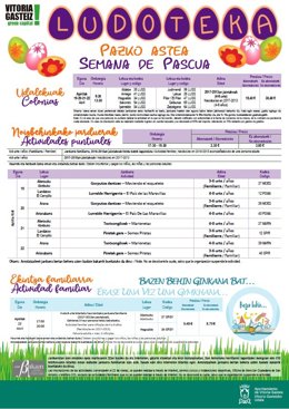 Los centros cívicos de Vitoria-Gasteiz organizan actividades infantiles y familiar en la Semana de Pascua