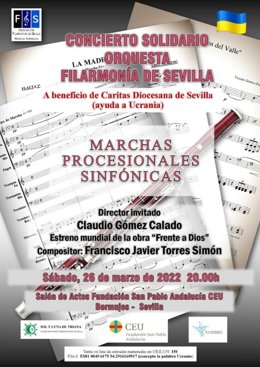 Cartel anunciador del concierto de la Filarmónica en la Fundación San Pablo CEU.