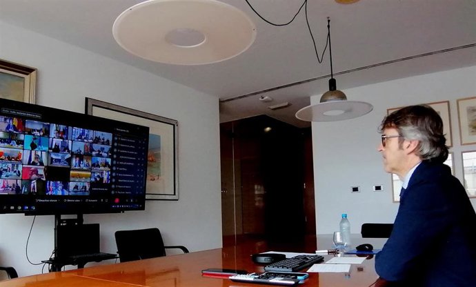 El consejero de Economía, Hacienda y Administración Digital, Luis Alberto Marín, durante la Conferencia Sectorial para analizar posibles medidas de respuesta a la crisis generada por la invasión rusa de Ucrania