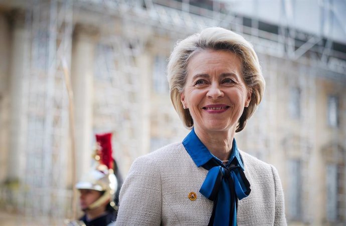 11 March 2022, France, Versailles: Ursula von der Leyen, President of the European Commission, arrives on the second day of the EU Summit, where the heads of states and governments of the EU are meeting to discuss the current developments after the Russ