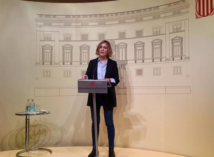 La líder de los comuns en el Parlament, Jéssica Albiach, en rueda de prensa a 21 de marzo de 2022