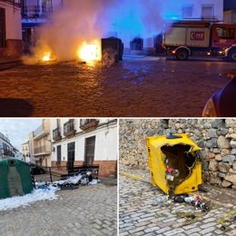 Contenedores incendiados en Gerena