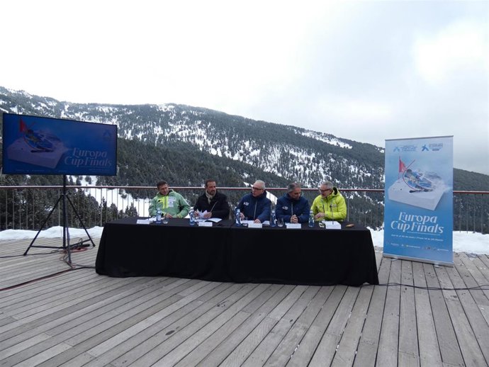 Los organizadores durante la presentación de las Finales de la Copa de Europa de Esquí Alpino 2021-2022 que acogió Grandvalira del 14 al 20 de marzo