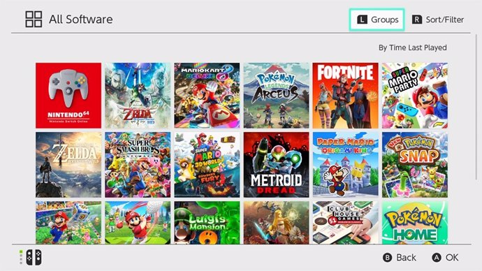 Captura de la nueva opción para formar grupos de Nintendo Switch