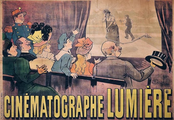 El primer cartel de cine de la historia, el de la película El regador regado de los hermanos Lumire (1895)