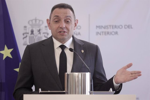 Archivo - El ministro de Interior serbio, Aleksandar Vulin, comparece en Madrid