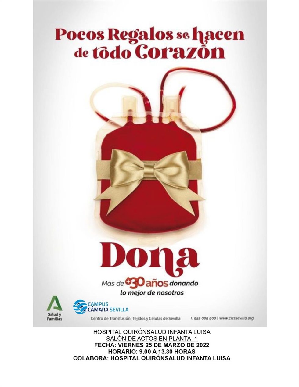Campaña de donación de sangre en el Quirónsalud Infanta Luisa.