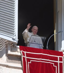 Angelus prayer celebrated by Pope Francis from the window of his study at the Apostolic Palace. Vatican City, March 20th, 2022