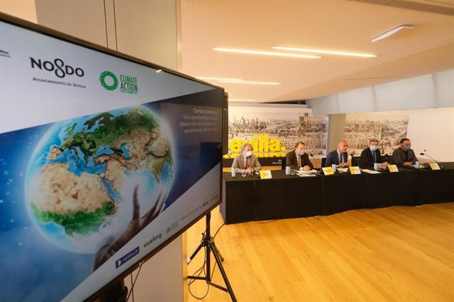 Presentación del Climate Action Sevilla Summit Green&Blue Economy, que se celebrará en Fibes, en Sevilla.