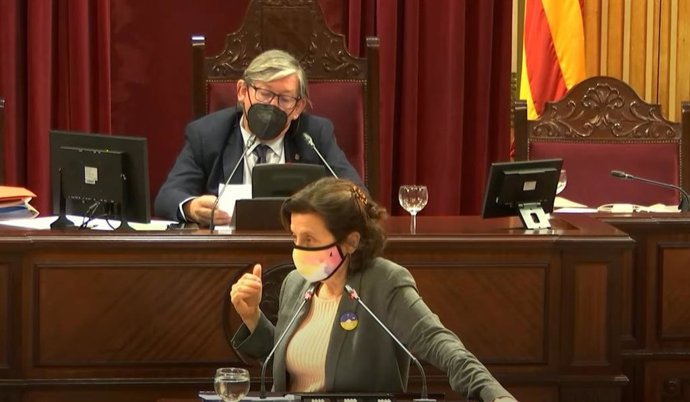 La consellera de Asuntos Sociales y Deportes, Fina Santiago, durante una intervención en el Parlament.