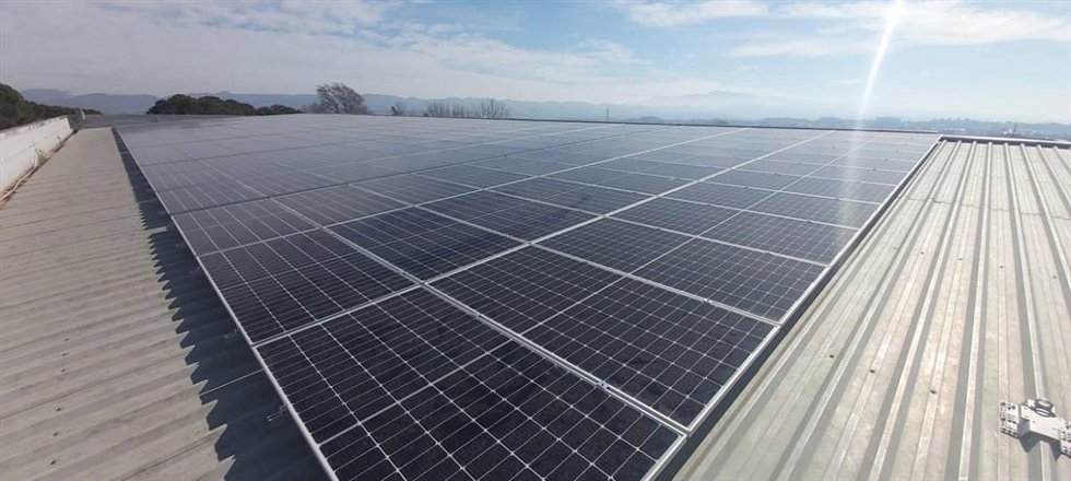 Placas fotovoltaicas instaladas en la plamta de Pascual en Gurb (Barcelona)