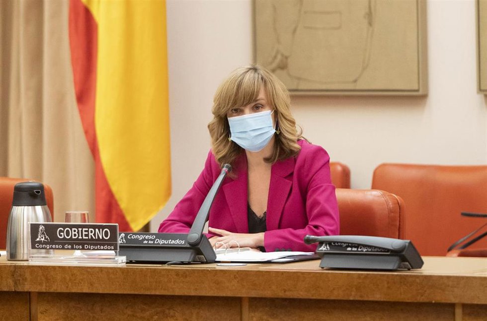 La ministra de Educación y Formación Profesional, Pilar Alegría, comparece en la Comisión de Educación y Formación Profesional en el Congreso de los Diputados, a 16 de marzo de 2022, en Madrid