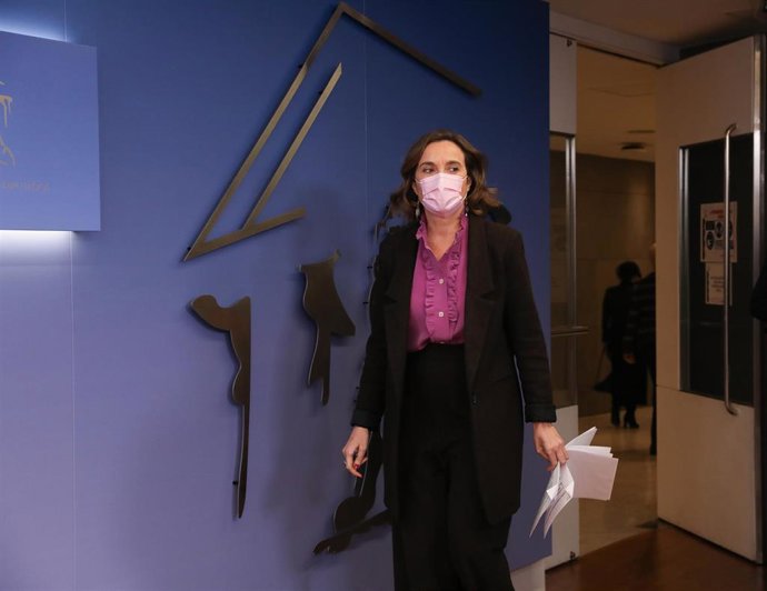 La portavoz del PP en el Congreso de los Diputados, Cuca Gamarra, a su llegada a una rueda de prensa previa a una reunión de la Junta de Portavoces, en el Congreso de los Diputados, a 22 de marzo de 2022, en Madrid (España).