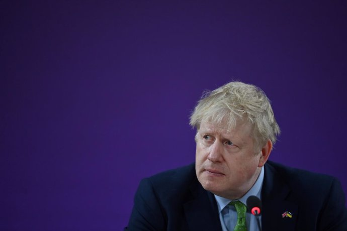 15 March 2022, United Kingdom, London: UK Prime Minister Boris Johnson speaks during a summit of the leaders of the Joint Expeditionary Force. The Joint Expeditionary Force (JEF) is a UK-led multilateral framework for defence cooperation formed by ten c