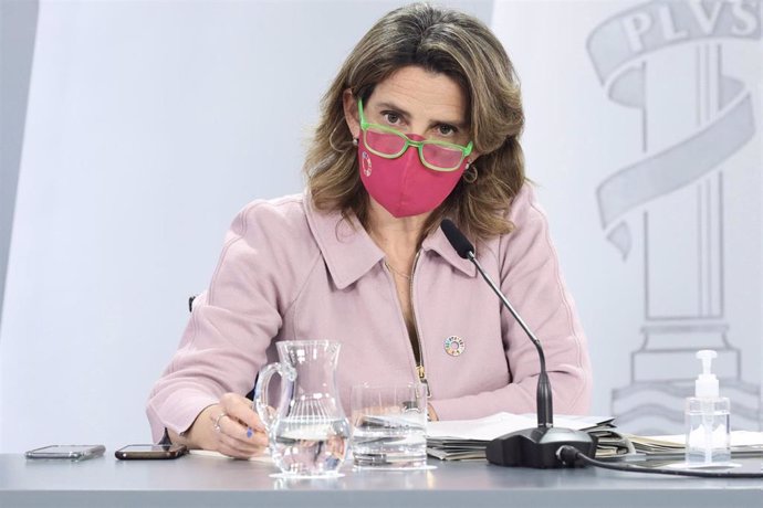 La vicepresidenta tercera y ministra para la Transición Ecológica y el Reto Demográfico, Teresa Ribera, tras la reunión del Consejo de Ministros en Moncloa. 