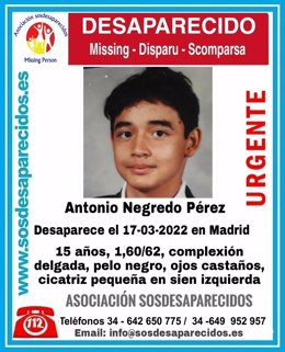 Menor de 15 años desaparecido